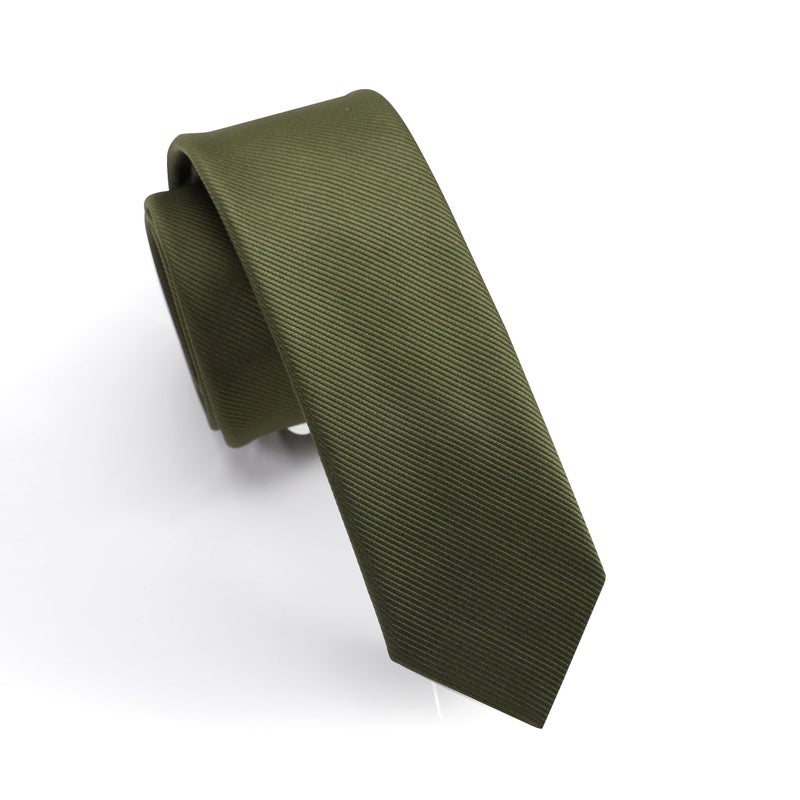 fortunatever Mens Solid Color Tie,Slim&Formal Necktie With Multiple Colors(2.36''&3.35'') (Olive Green, 2.36'' Width) - Image 1